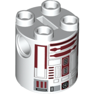 Lego kostka 2x2x2x polepka SW (R4-P17), bílá (6141842)